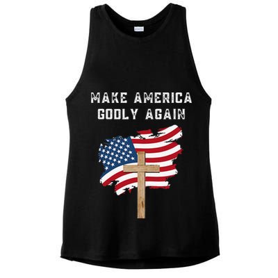 Make America Godly Again For Patriotic Christians Ladies PosiCharge Tri-Blend Wicking Tank