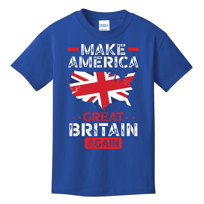 Make America Great Britain Again Funny Usa Map British Flag Gift Kids T-Shirt