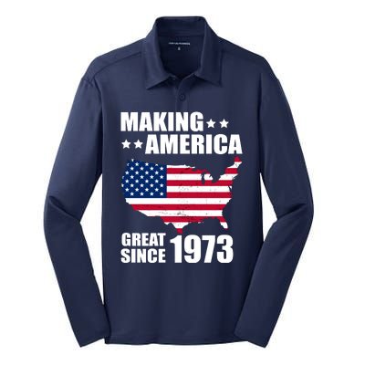 Making America Great Since 1973 Birthday Silk Touch Performance Long Sleeve Polo