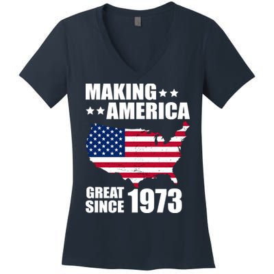 Making America Great Since 1973 Birthday Women's V-Neck T-Shirt
