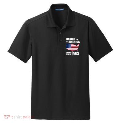 Making America Great Since 1983 Birthday Dry Zone Grid Polo
