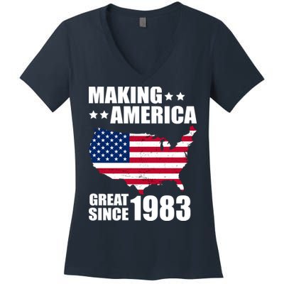 Making America Great Since 1983 Birthday Women's V-Neck T-Shirt