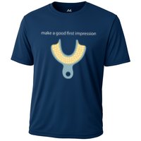 Make A Good First Dental Impression Funny Dentist Cooling Performance Crew T-Shirt