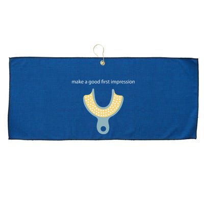 Make A Good First Dental Impression Funny Dentist Large Microfiber Waffle Golf Towel