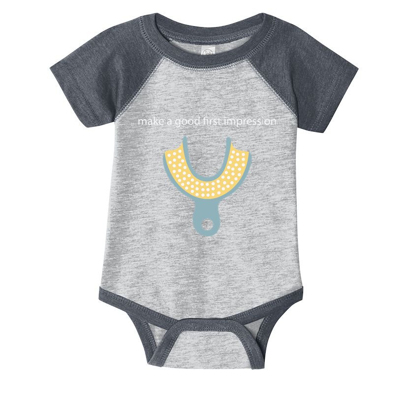 Make A Good First Dental Impression Funny Dentist Infant Baby Jersey Bodysuit