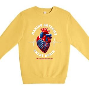 Making Arteries Great Again Cardiac Cath Lab Raglan Premium Crewneck Sweatshirt