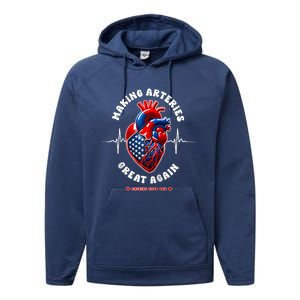 Making Arteries Great Again Cardiac Cath Lab Raglan Performance Fleece Hoodie