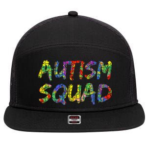 Matching Autism Gifts For Family Puzzle Art Autism Squad 7 Panel Mesh Trucker Snapback Hat