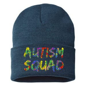 Matching Autism Gifts For Family Puzzle Art Autism Squad Sustainable Knit Beanie