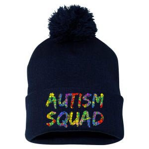 Matching Autism Gifts For Family Puzzle Art Autism Squad Pom Pom 12in Knit Beanie