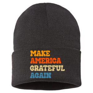 Make America Grateful Again Thanksgiving Patriotic July 4th Sustainable Knit Beanie