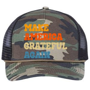 Make America Grateful Again Thanksgiving Patriotic July 4th Retro Rope Trucker Hat Cap