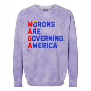 Morons Are Governing America Funny Trump 2024 Colorblast Crewneck Sweatshirt