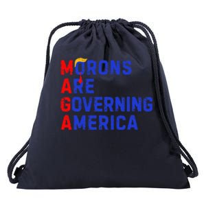 Morons Are Governing America Funny Trump 2024 Drawstring Bag