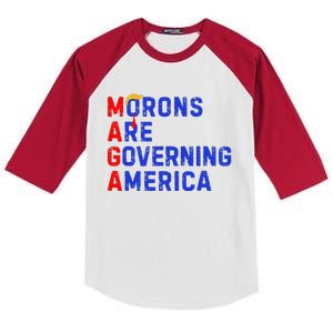 Morons Are Governing America Funny Trump 2024 Kids Colorblock Raglan Jersey