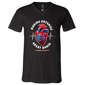 Making Arteries Great Again Cardiac Cath Lab V-Neck T-Shirt