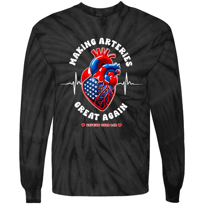 Making Arteries Great Again Cardiac Cath Lab Tie-Dye Long Sleeve Shirt