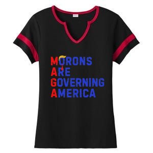 Morons Are Governing America Funny Trump 2024 Ladies Halftime Notch Neck Tee