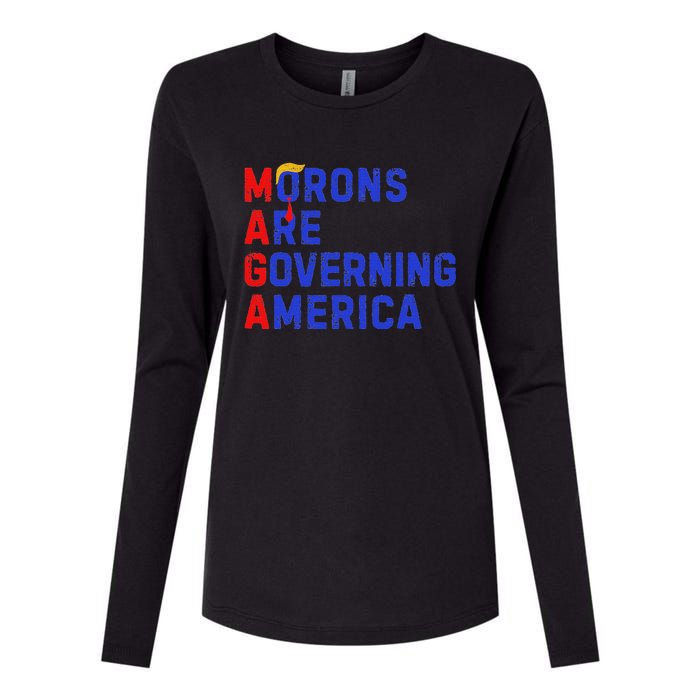 Morons Are Governing America Funny Trump 2024 Womens Cotton Relaxed Long Sleeve T-Shirt