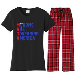 Morons Are Governing America Funny Trump 2024 Women's Flannel Pajama Set