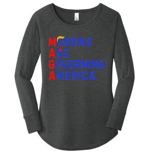 Morons Are Governing America Funny Trump 2024 Women's Perfect Tri Tunic Long Sleeve Shirt