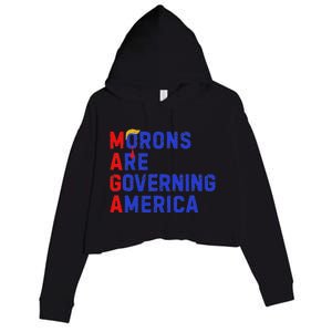 Morons Are Governing America Funny Trump 2024 Crop Fleece Hoodie