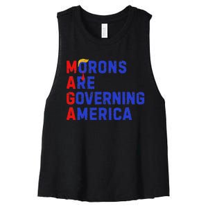 Morons Are Governing America Funny Trump 2024 Women's Racerback Cropped Tank