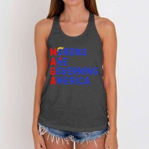 Morons Are Governing America Funny Trump 2024 Women's Knotted Racerback Tank