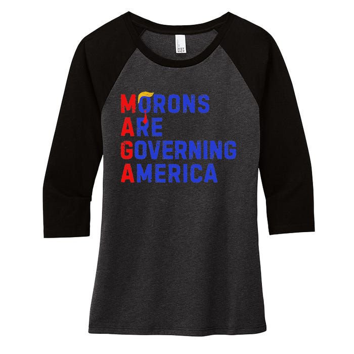 Morons Are Governing America Funny Trump 2024 Women's Tri-Blend 3/4-Sleeve Raglan Shirt