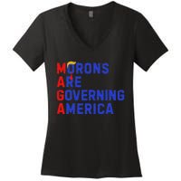 Morons Are Governing America Funny Trump 2024 Women's V-Neck T-Shirt