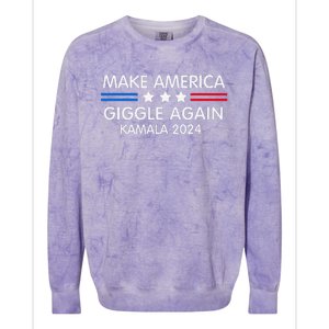 Make America Giggle Again Funny Giggling President Harris Colorblast Crewneck Sweatshirt