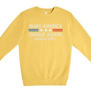 Make America Giggle Again Funny Giggling President Harris Premium Crewneck Sweatshirt