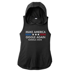 Make America Giggle Again Funny Giggling President Harris Ladies PosiCharge Tri-Blend Wicking Draft Hoodie Tank