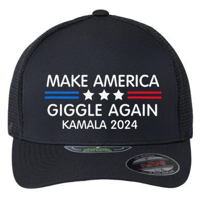 Make America Giggle Again Funny Giggling President Harris Flexfit Unipanel Trucker Cap