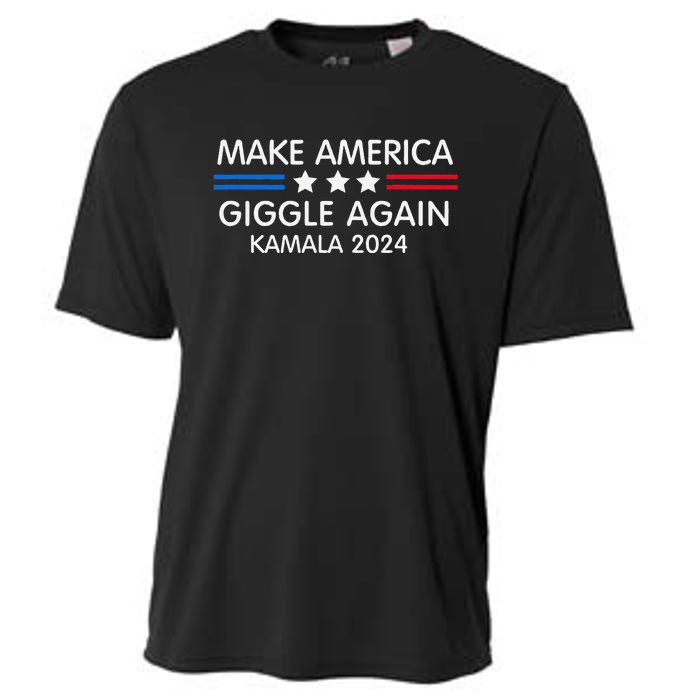 Make America Giggle Again Funny Giggling President Harris Cooling Performance Crew T-Shirt