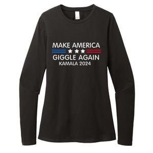 Make America Giggle Again Funny Giggling President Harris Womens CVC Long Sleeve Shirt