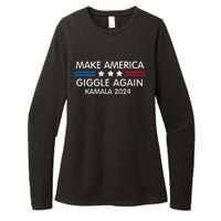 Make America Giggle Again Funny Giggling President Harris Womens CVC Long Sleeve Shirt