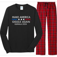 Make America Giggle Again Funny Giggling President Harris Long Sleeve Pajama Set