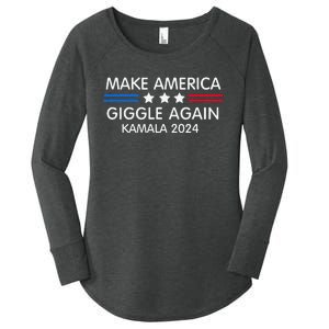 Make America Giggle Again Funny Giggling President Harris Women's Perfect Tri Tunic Long Sleeve Shirt