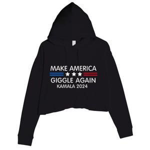 Make America Giggle Again Funny Giggling President Harris Crop Fleece Hoodie