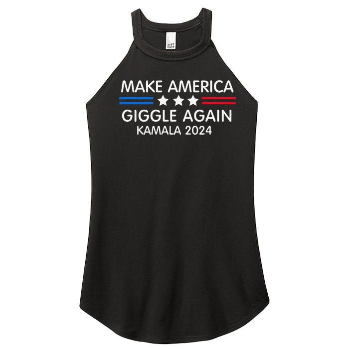 Make America Giggle Again Funny Giggling President Harris Women's Perfect Tri Rocker Tank