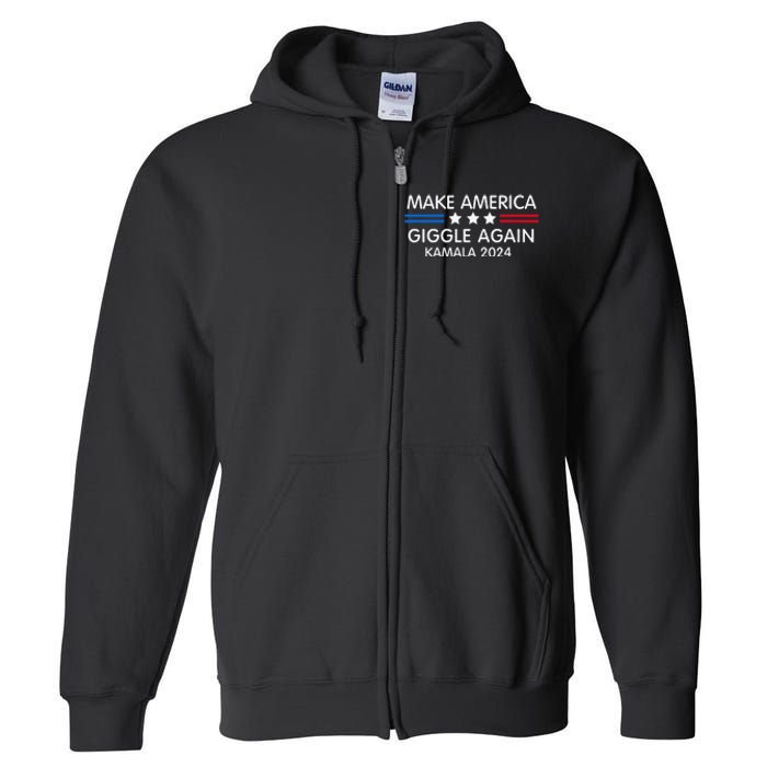 Make America Giggle Again Funny Giggling President Harris Full Zip Hoodie