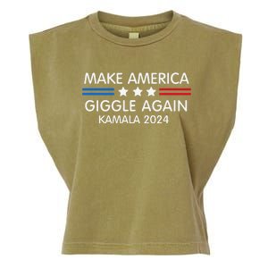 Make America Giggle Again Funny Giggling President Harris Garment-Dyed Women's Muscle Tee