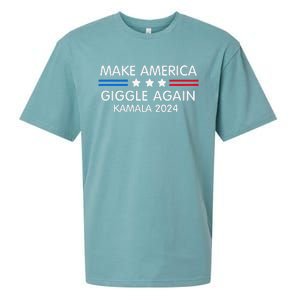 Make America Giggle Again Funny Giggling President Harris Sueded Cloud Jersey T-Shirt