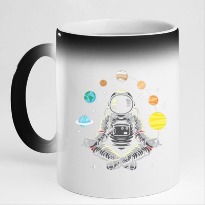 Meditating Astronaut Galaxy Spaceman Astronomer Cosmos 11oz Black Color Changing Mug