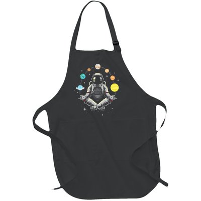 Meditating Astronaut Galaxy Spaceman Astronomer Cosmos Full-Length Apron With Pockets