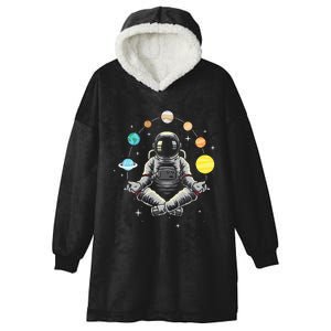 Meditating Astronaut Galaxy Spaceman Astronomer Cosmos Hooded Wearable Blanket