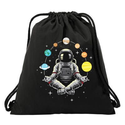 Meditating Astronaut Galaxy Spaceman Astronomer Cosmos Drawstring Bag