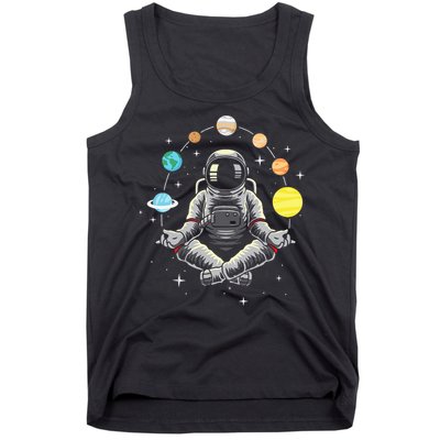 Meditating Astronaut Galaxy Spaceman Astronomer Cosmos Tank Top