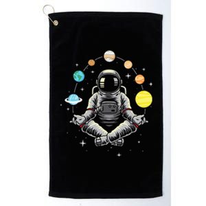 Meditating Astronaut Galaxy Spaceman Astronomer Cosmos Platinum Collection Golf Towel